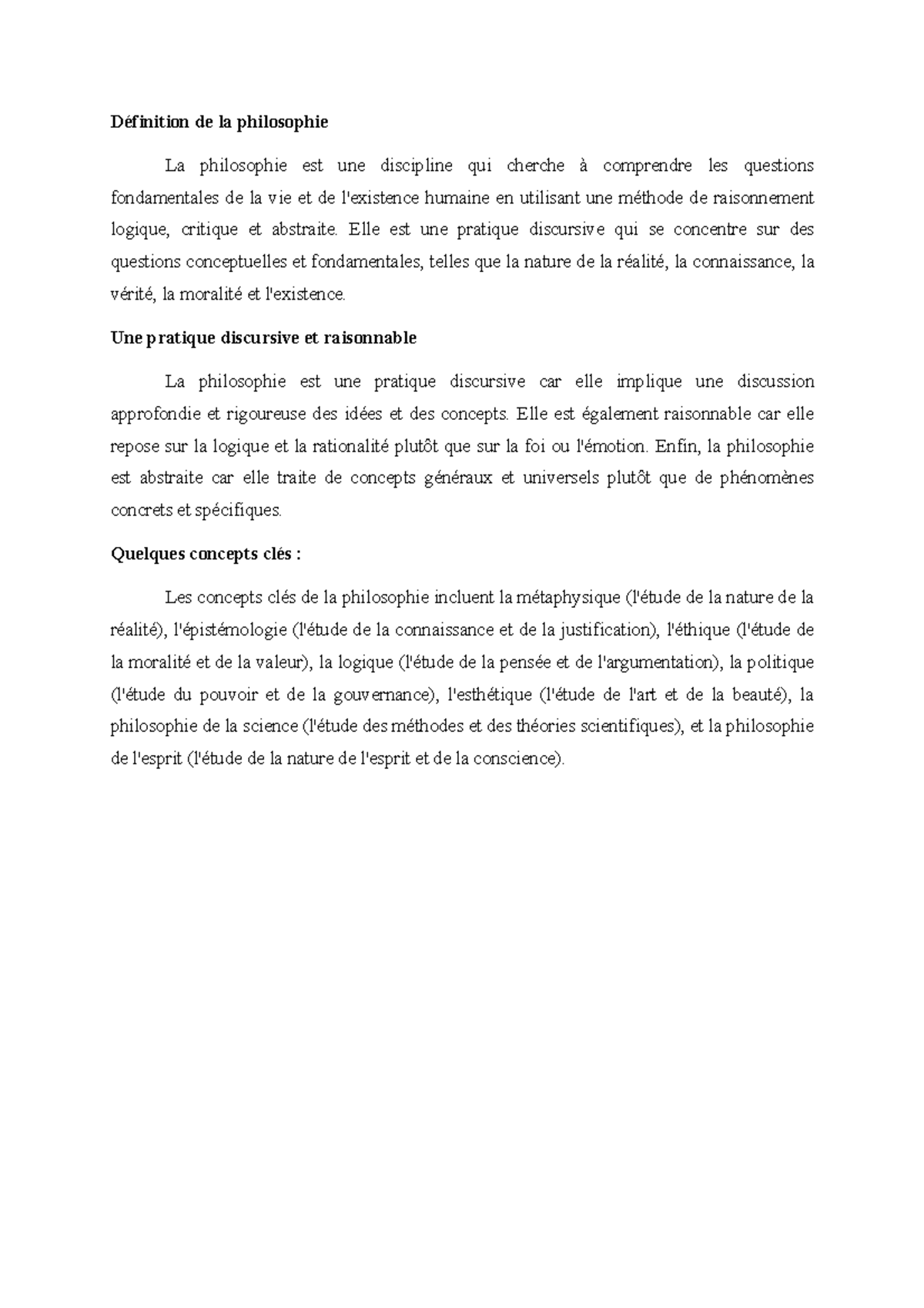 Cours philo 1 introduction Définition de la philosophie La