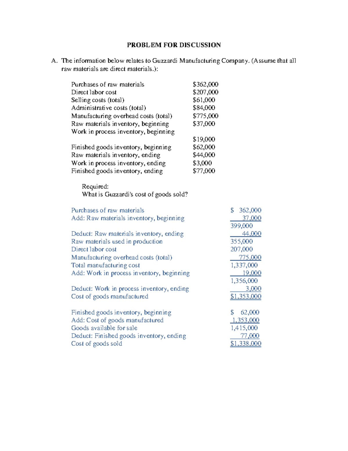 [PDF] Problem for Discussion (Cost Concepts) - PROBLEM FOR DISCUSSION A ...
