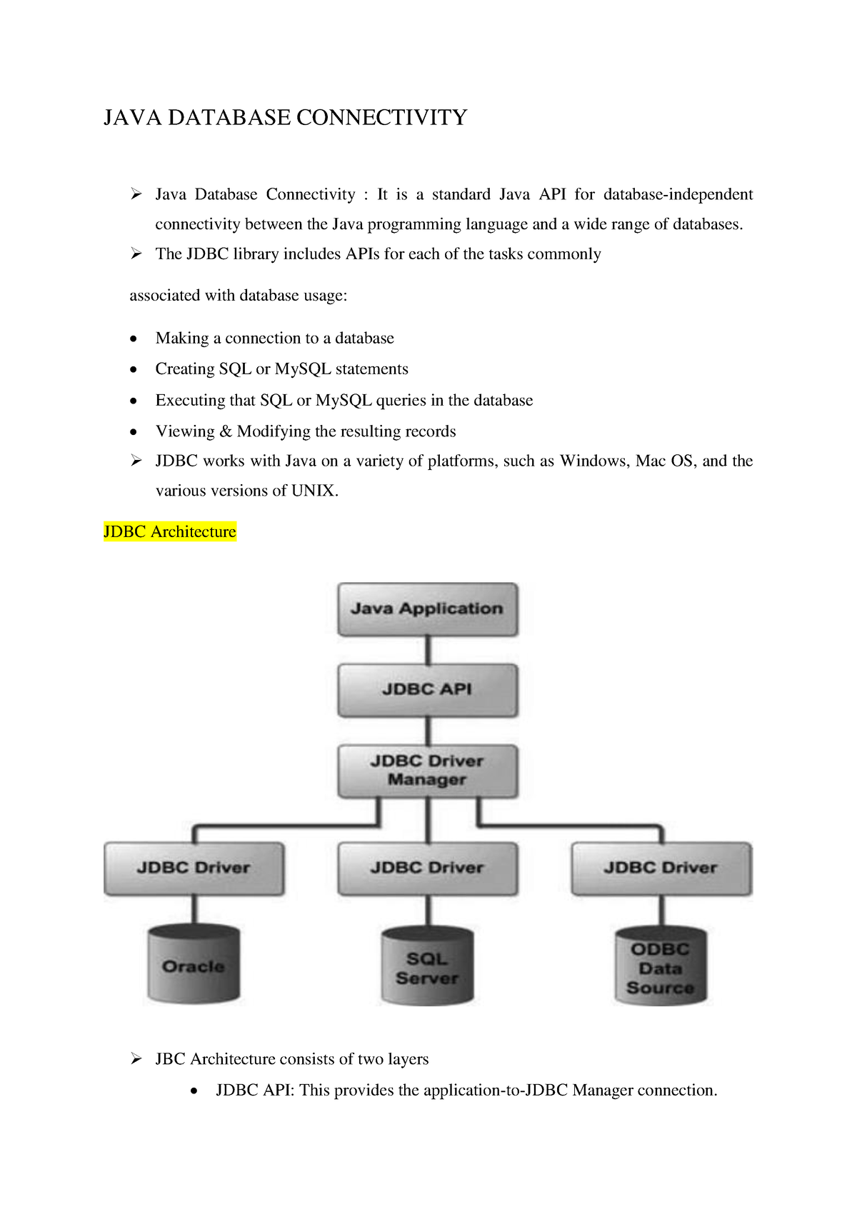 JAVA Database Connectivity - JAVA DATABASE CONNECTIVITY Java Database ...