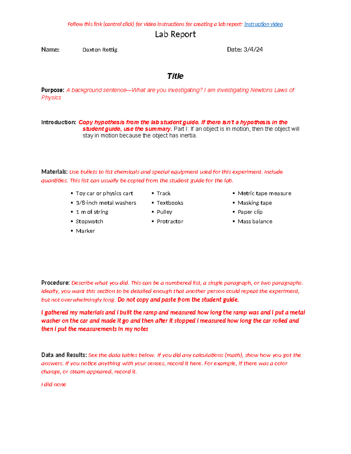 Lab report template 8 6 - Its about how to help the enviorment - Follow ...