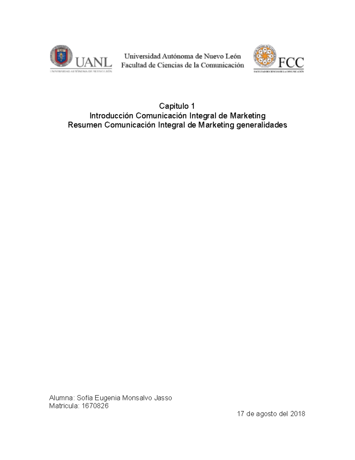 Evidencia 1 - Nota: A+ - Capitulo 1 Introducción Comunicación Integral ...