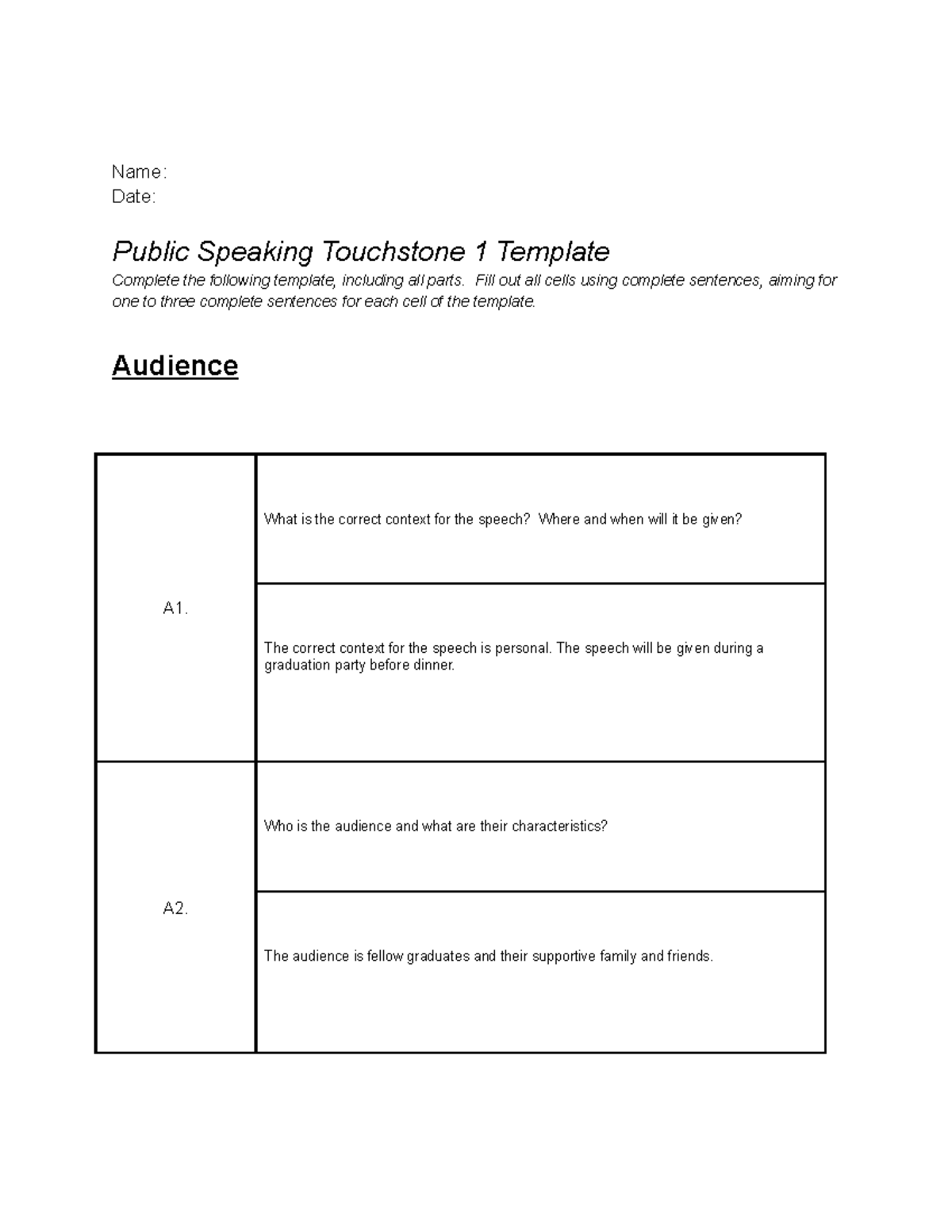 Public Speaking Touchstone - COM212 - SNHU - Studocu