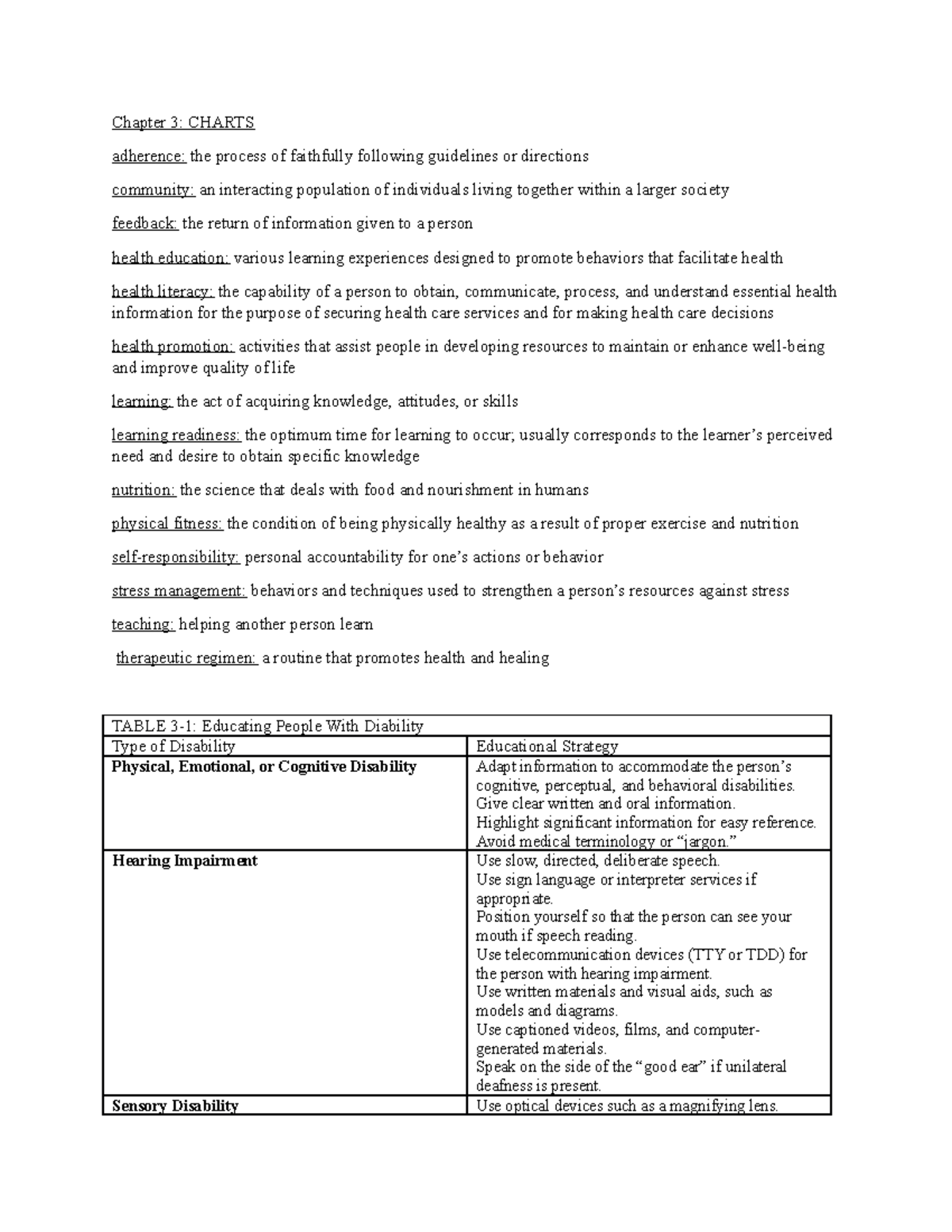 Chapter 3 Charts Health Education and Health Promotion - Chapter 3 ...