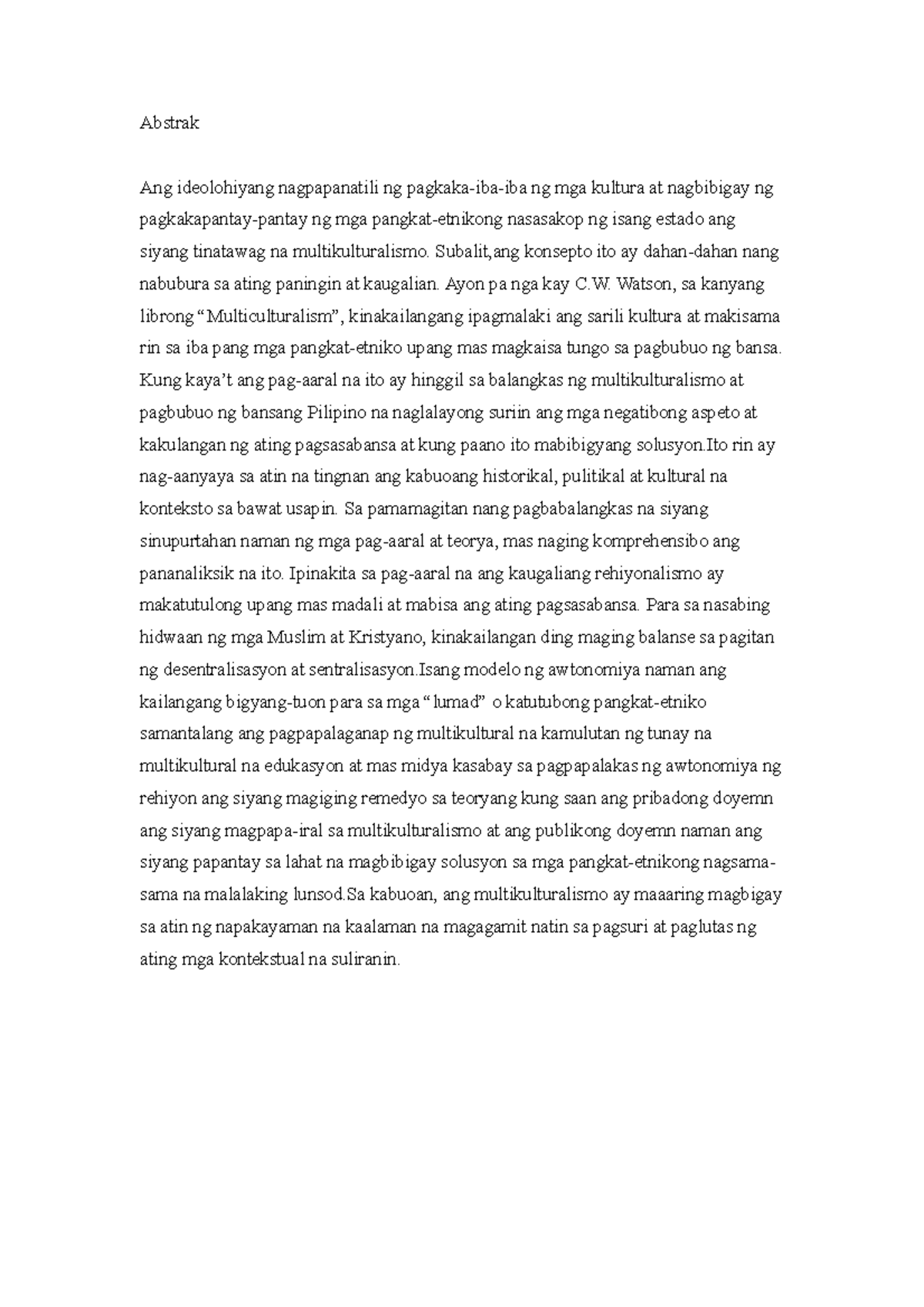 Abstrak - IT TALKS ABOUT THE ABSTRACT - Abstrak Ang ideolohiyang ...
