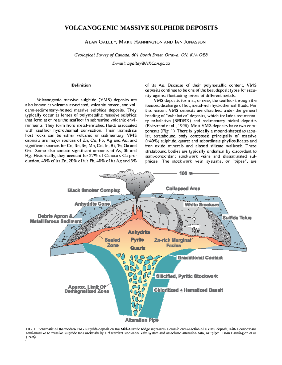 Lecture 2a VolcanogenicMassiveSulphideOreDeposits VOLCANOGENIC MASSIVE SULPHIDE