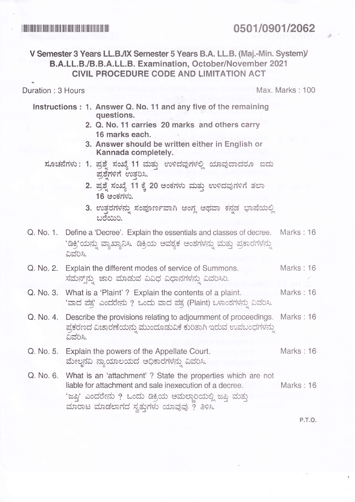 Civil Procedure Code & Limitation Act Oct Nov 2021 - . - Studocu