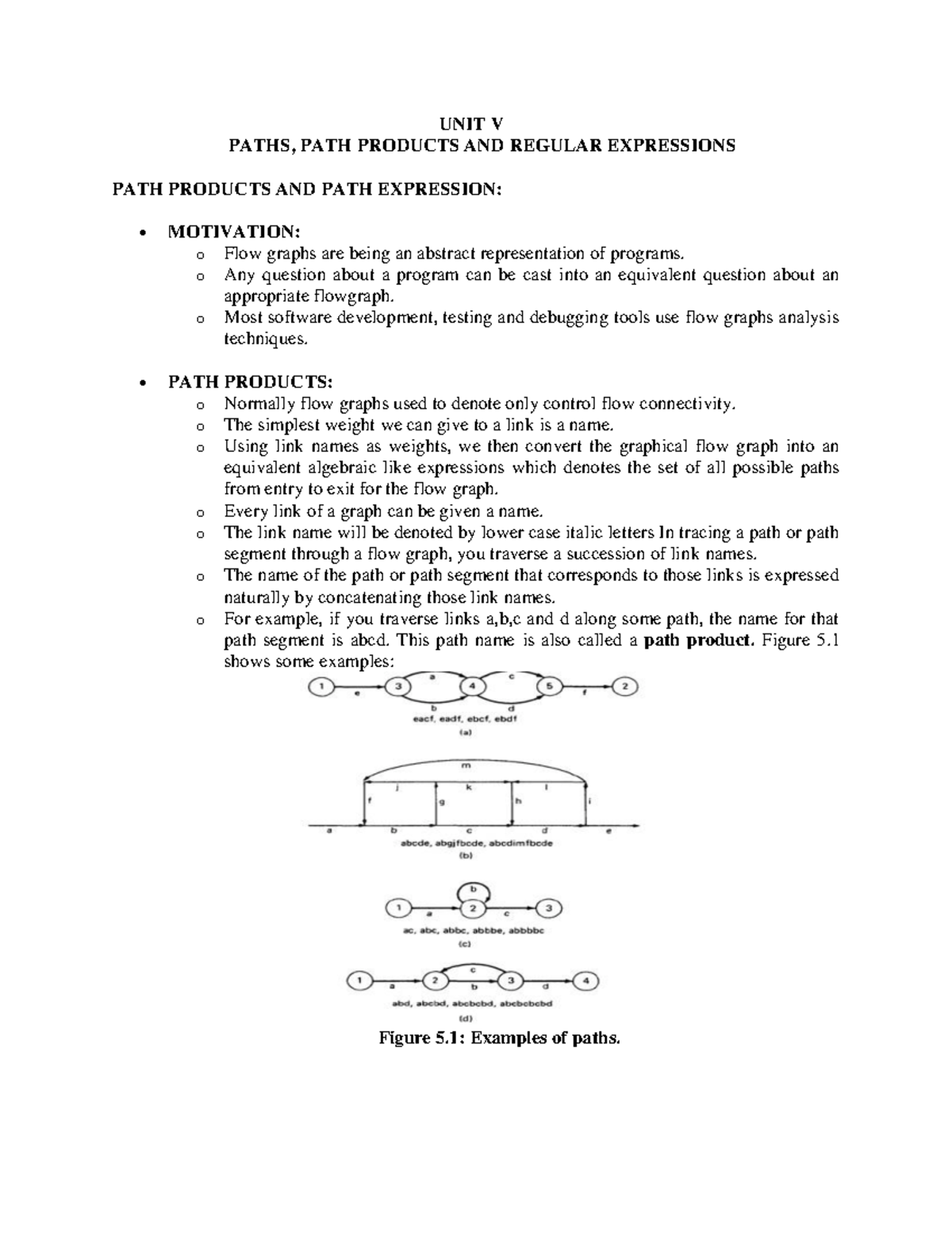 Paths, Path Products and Regular Expressions - UNIT V PATHS, PATH ...