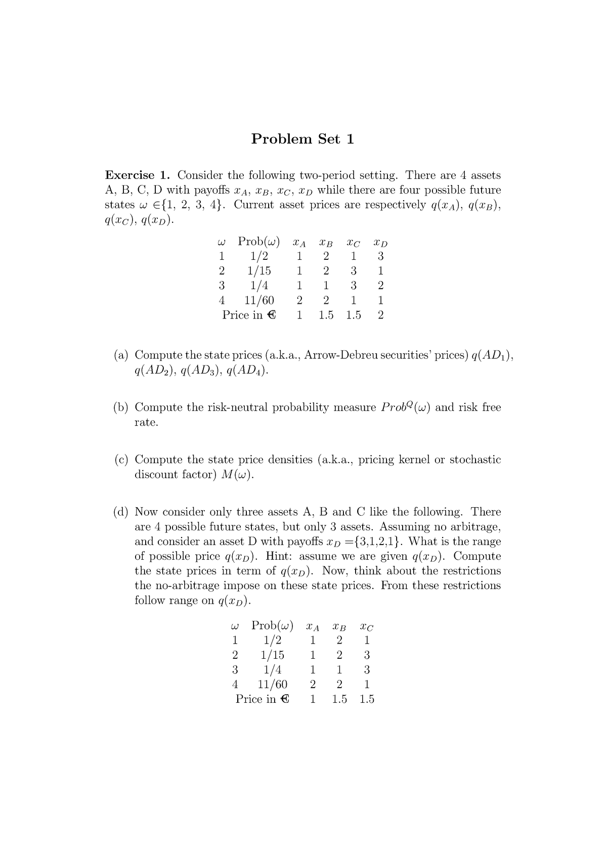 Problem Set 1 Qjedcnwneo Problem Set 1 Exercise 1 Consider The Following Two Period Setting 8620