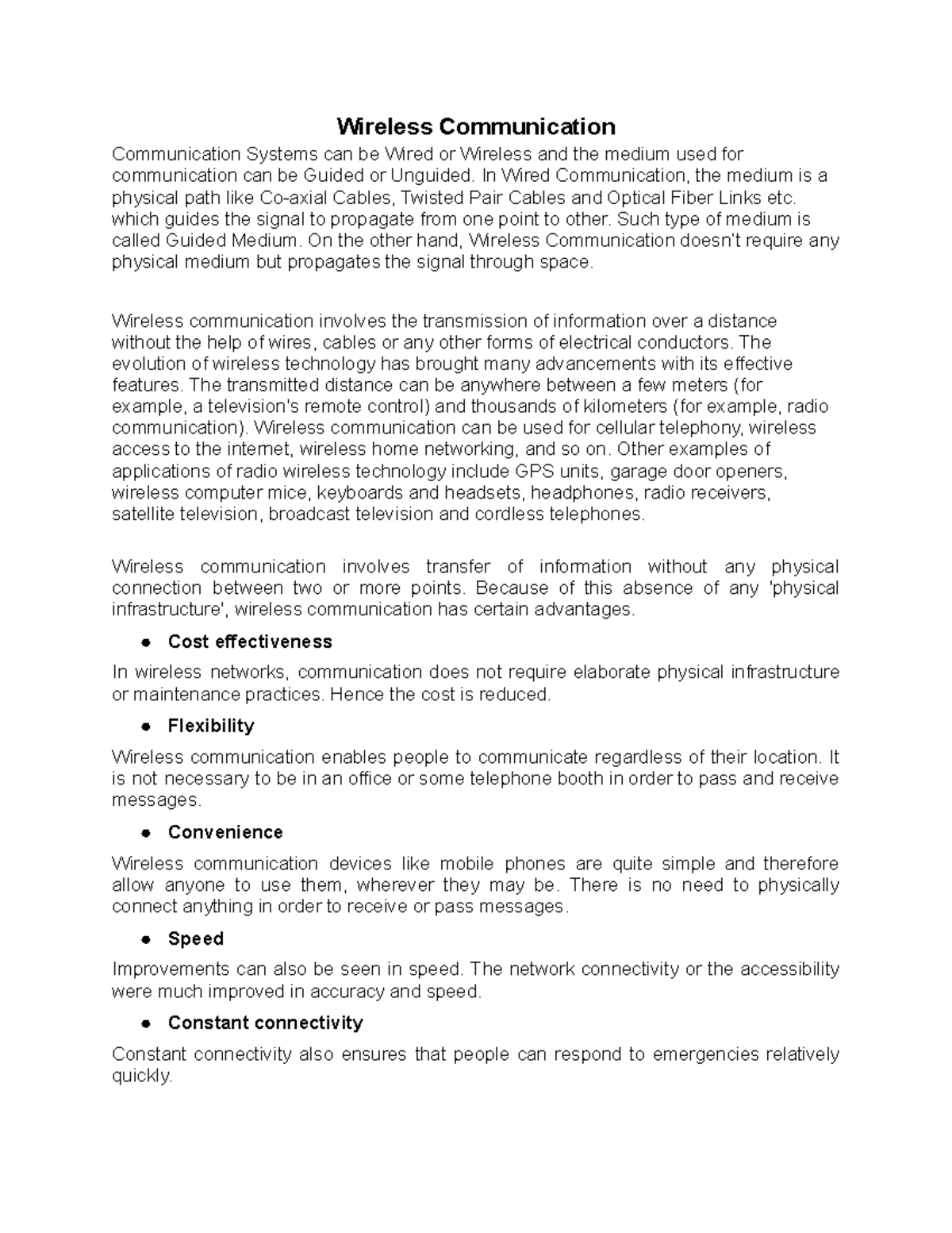 Wireless - Unit 2 - Wireless Communication Communication Systems can be ...