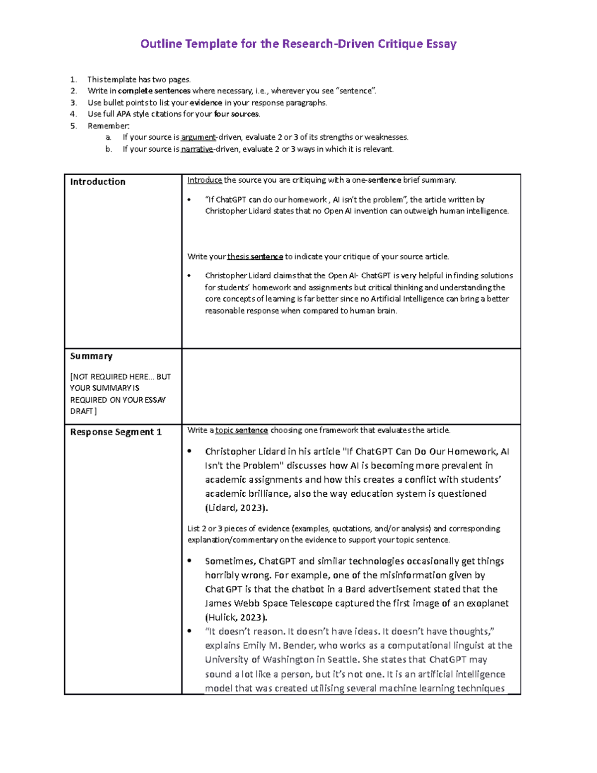 Outline - Essay 2 - Unit 9.docx, ananya - COMM171 - Centennial College ...