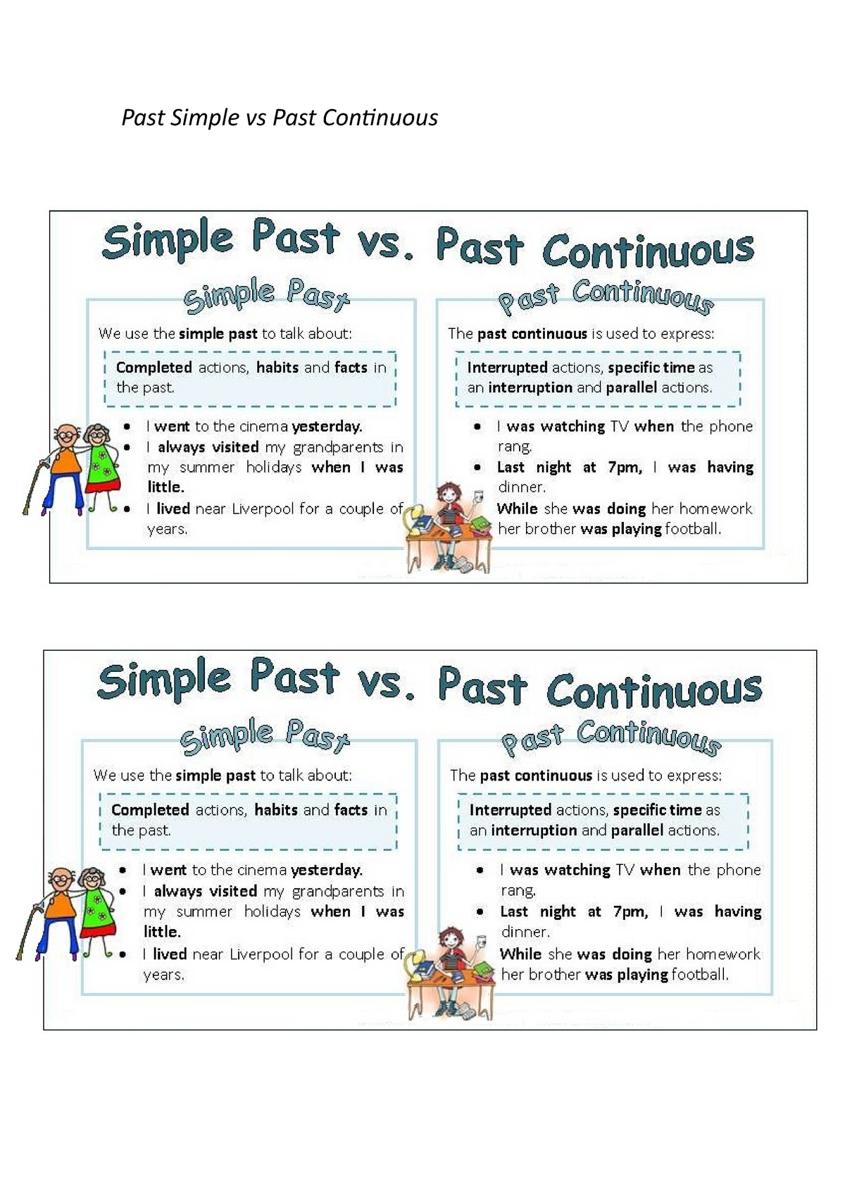 Simple Past Vs Past Continuos CHART Ingl s Past Simple Vs Past 