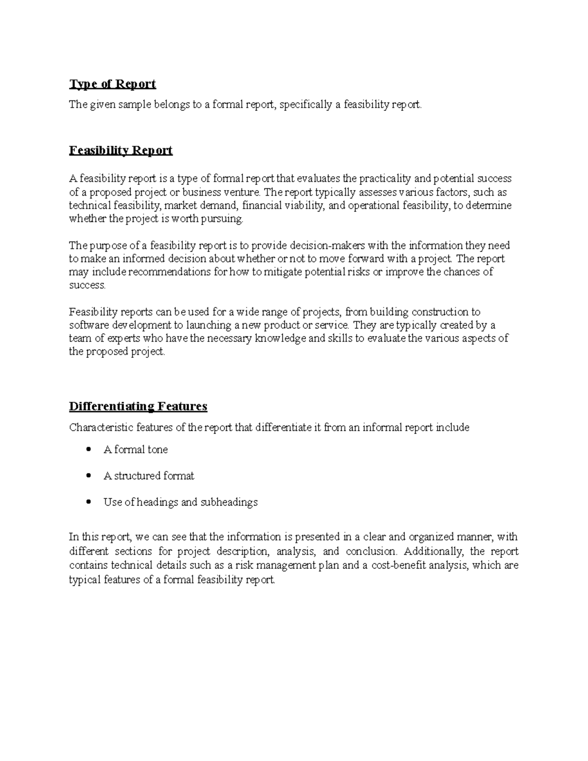 Report Writing Assignment # 2 - Type of Report The given sample belongs ...