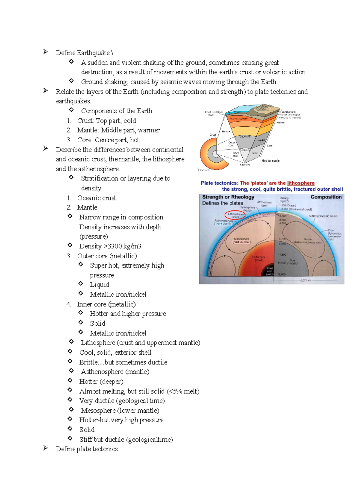 Earthquake - notes - Define Earthquake A sudden and violent shaking of ...