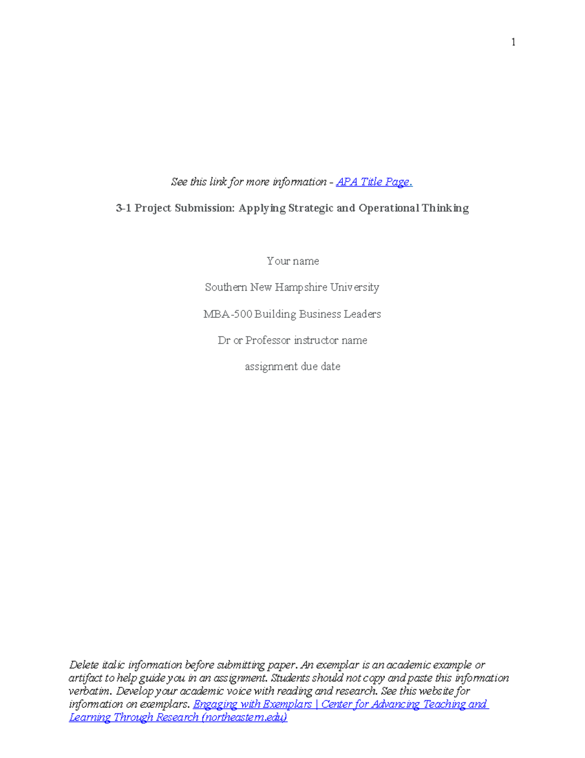 3-1 Project One Template - See this link for more information - APA ...