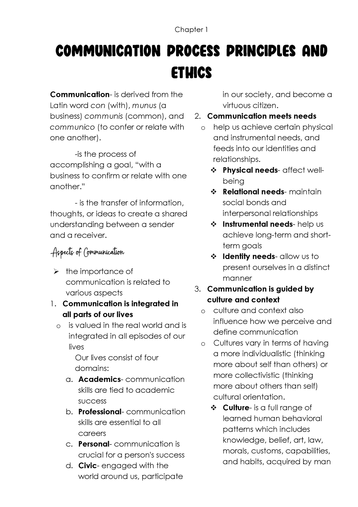 essay about communication process principles and ethics