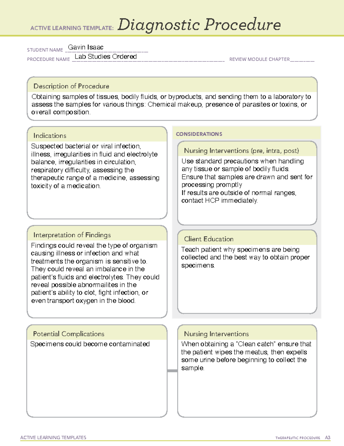 Diagnostic Procedure Ati Template