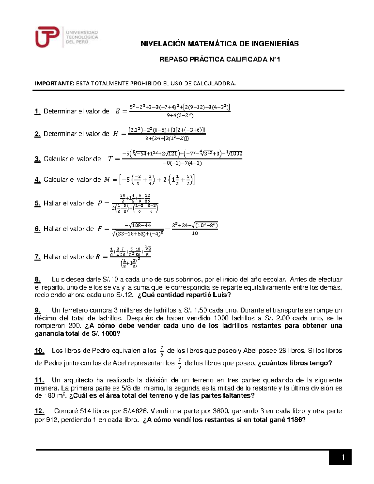 Semana 2 1 Repaso Pc1 1 NivelaciÓn MatemÁtica De IngenierÍas Repaso