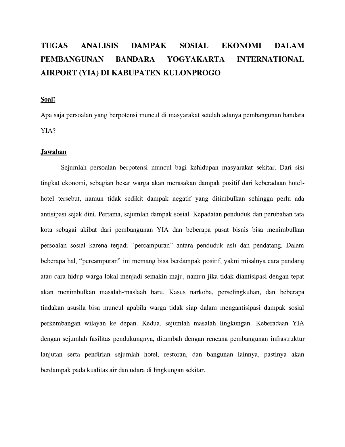 TUGAS 12 ANALISIS DAMPAK SOSIAL EKONOMI DALAM PEMBANGUNAN BANDARA ...