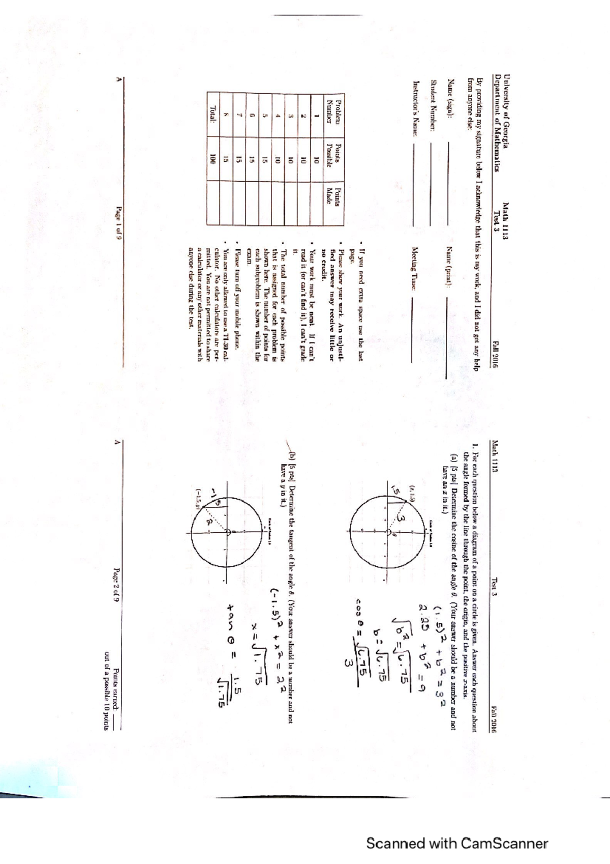 Precalc exam 3 2016 Real course exam used for practice material with
