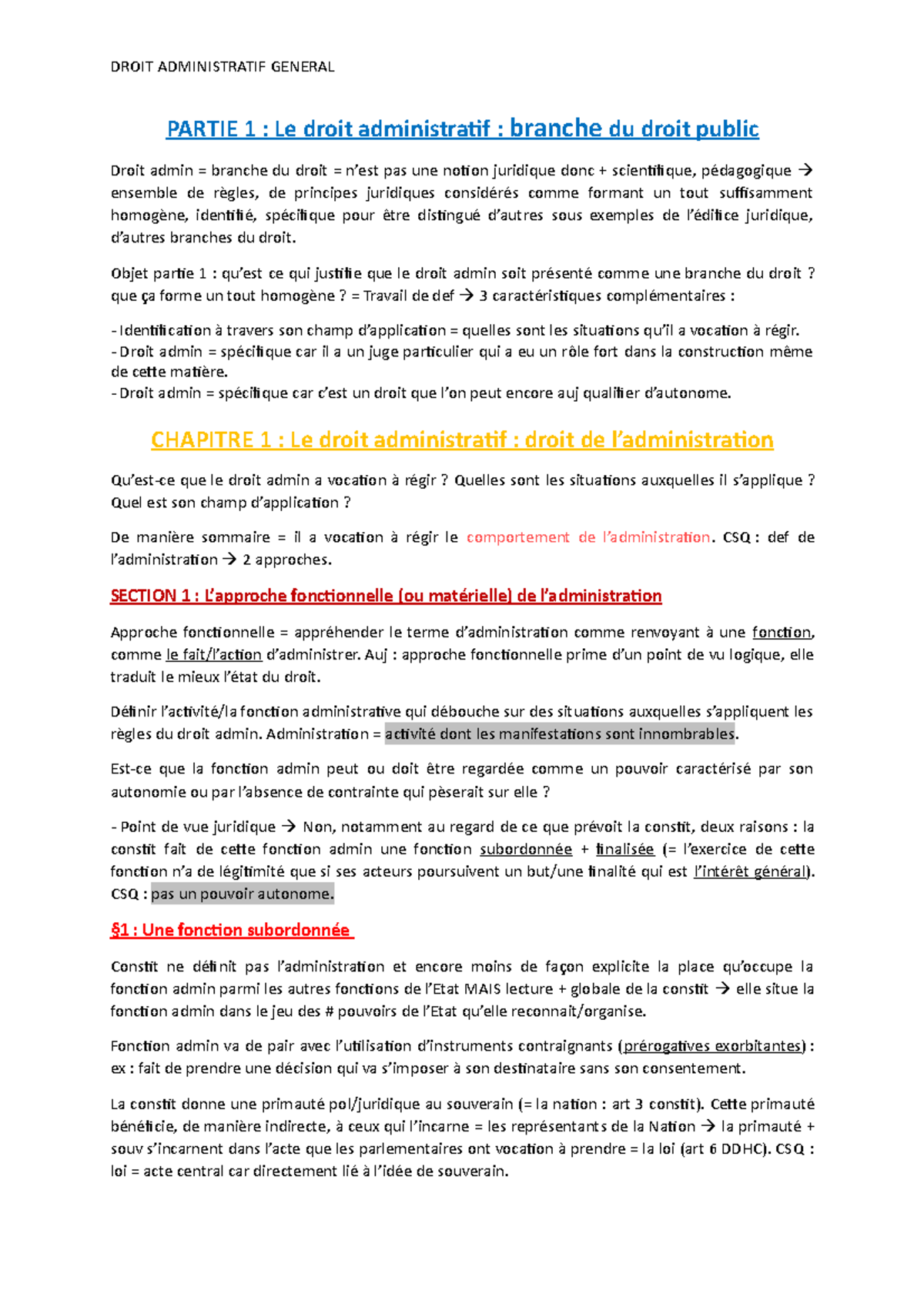 Droit Administratif S1 PARTIE 1 Le Droit Administratif Branche Du 