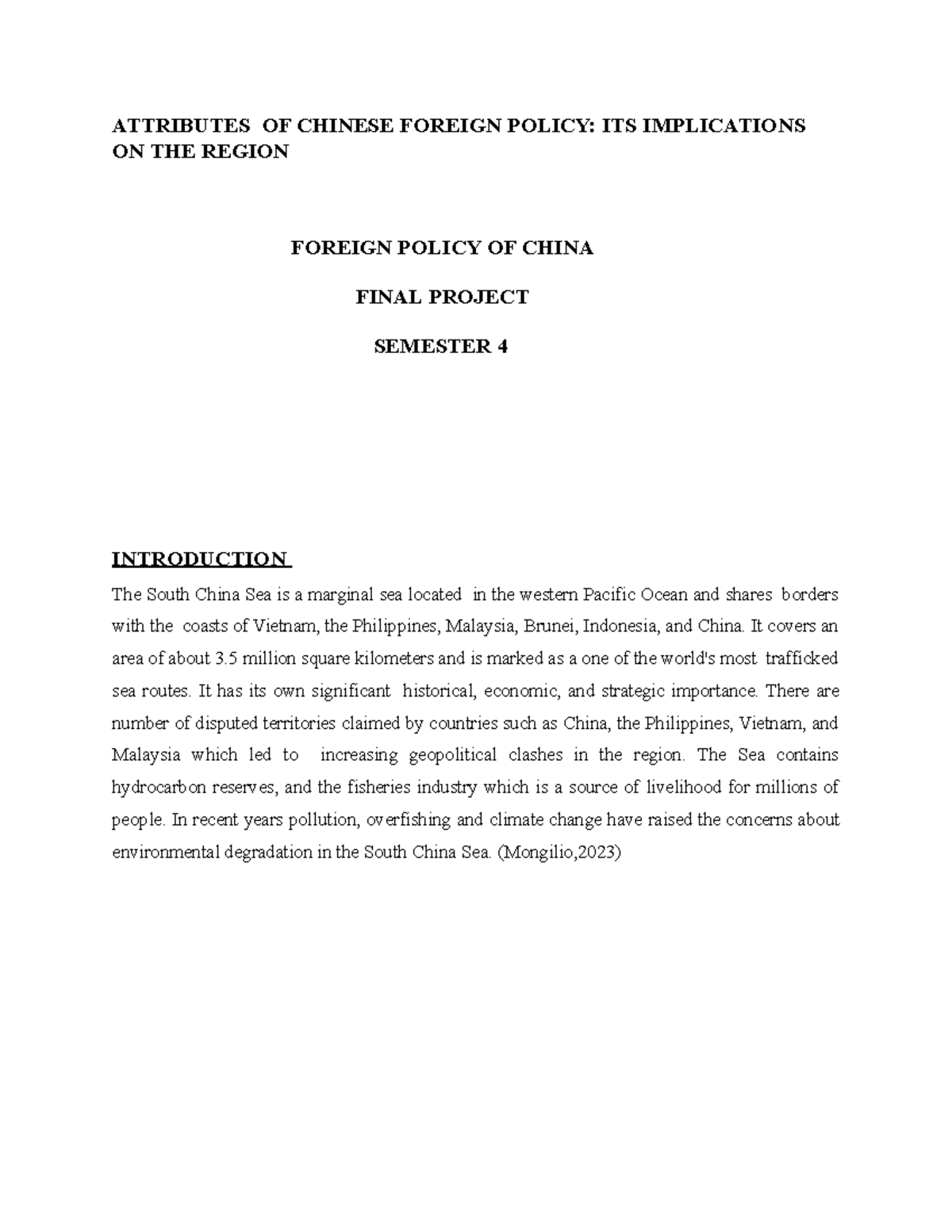 Foreign policy of china - ATTRIBUTES OF CHINESE FOREIGN POLICY: ITS ...