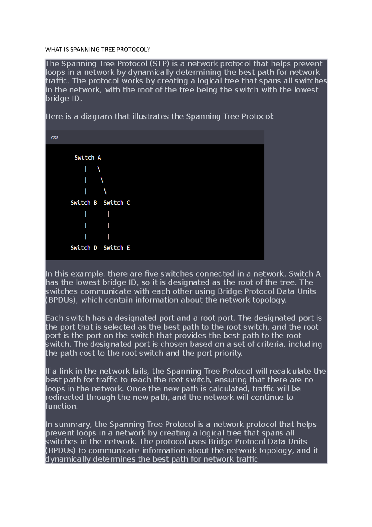 Spanning tree protocol - The protocol works by creating a logical tree ...