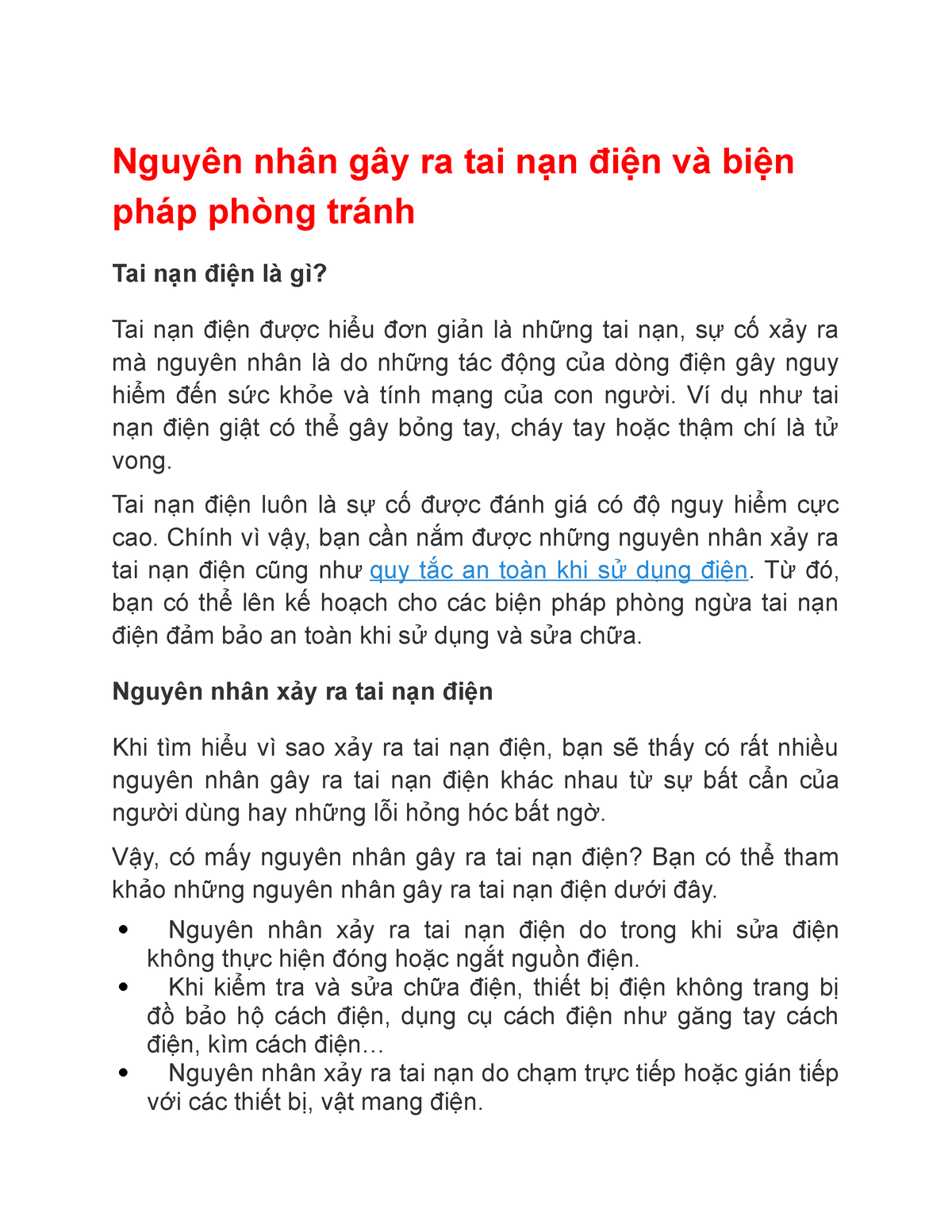 Nguyên Nhân Gây Ra Tai Nạn điện Và Biện Pháp Phòng Tránh Nguyên Nhân Gây Ra Tai Nạn điện Và 6013