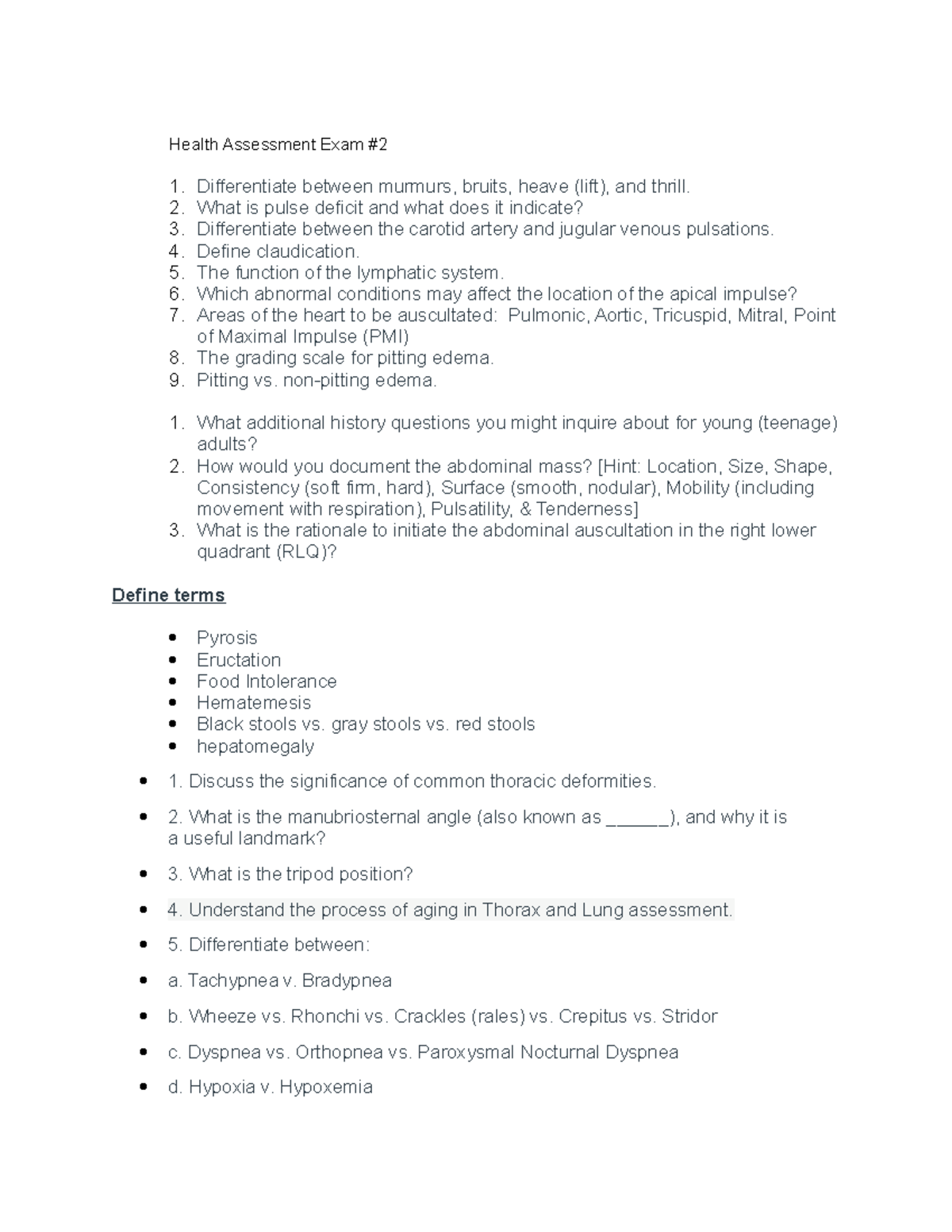 Health Assessment Exam2 What is pulse deficit and what does it