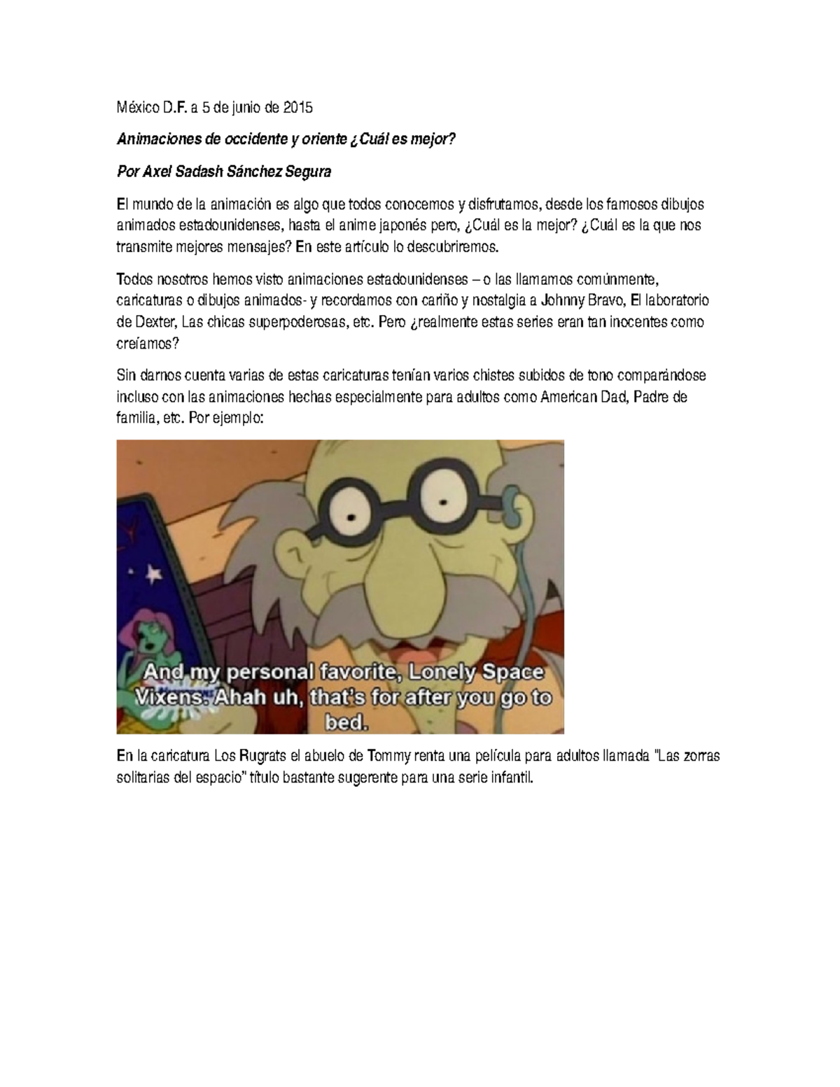 Animacion En Mexico Studocu