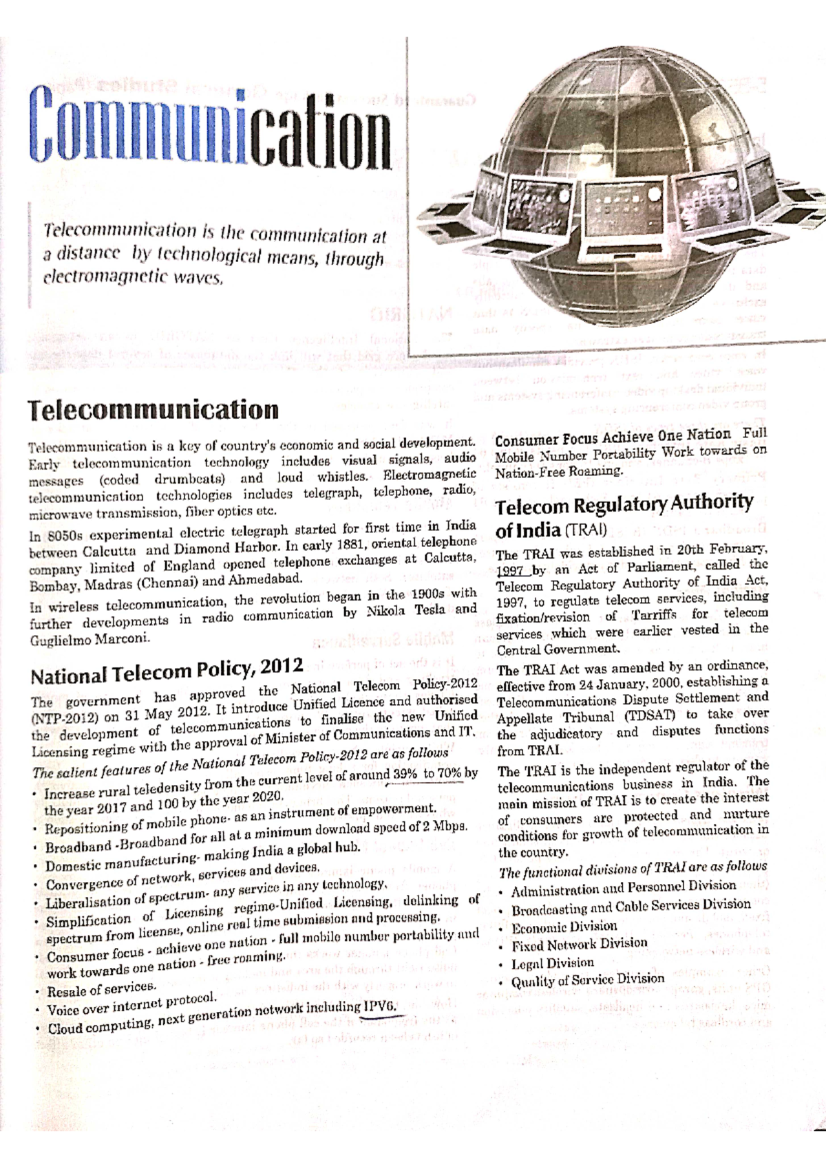 Telecommunications - Fundamentals of Information Technology - Studocu