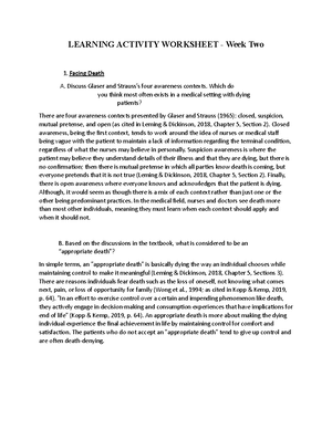 Final Assignment Complete - Reality of Death and Dying Sarah Murray GRO ...