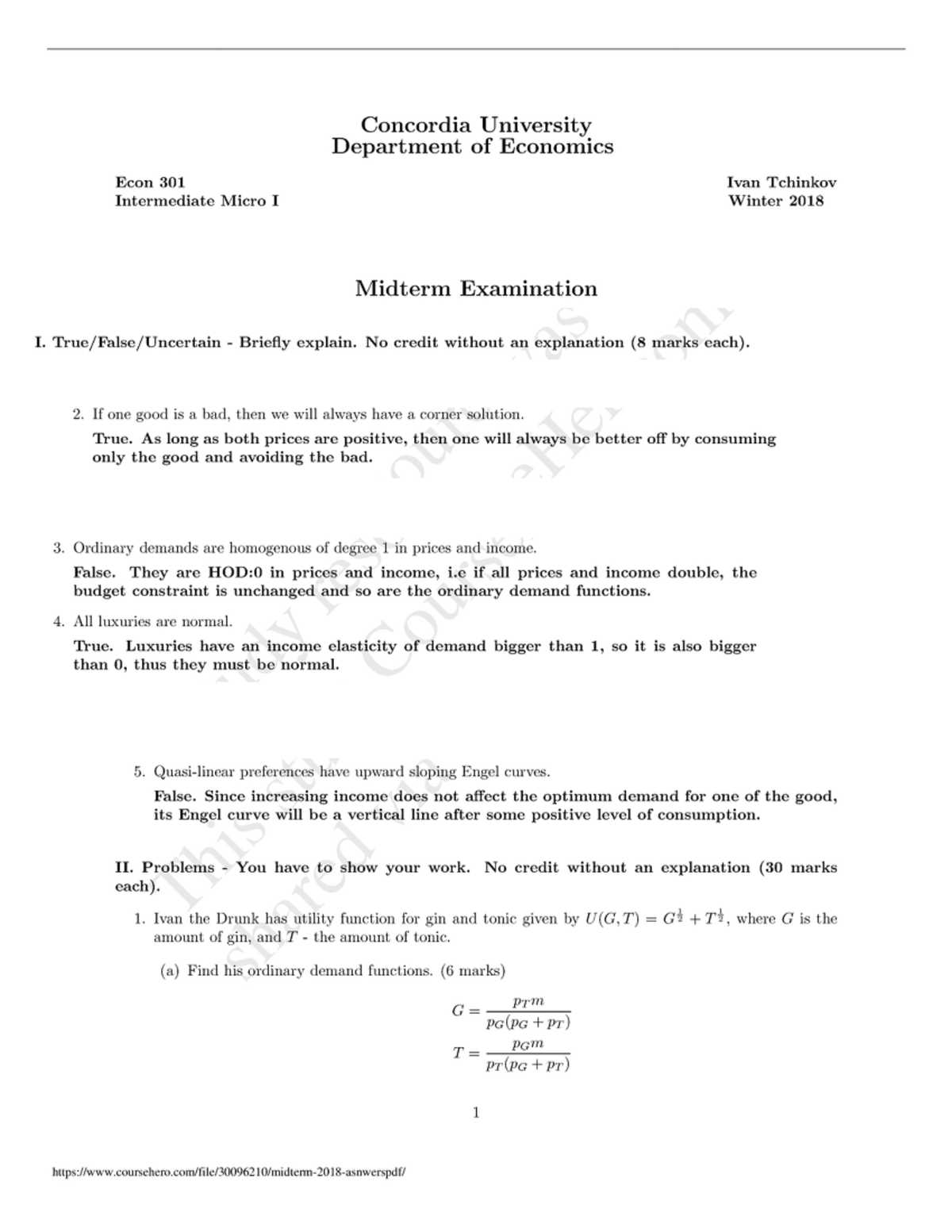 Econ 301 Midterm Work - ECON 301 - StuDocu