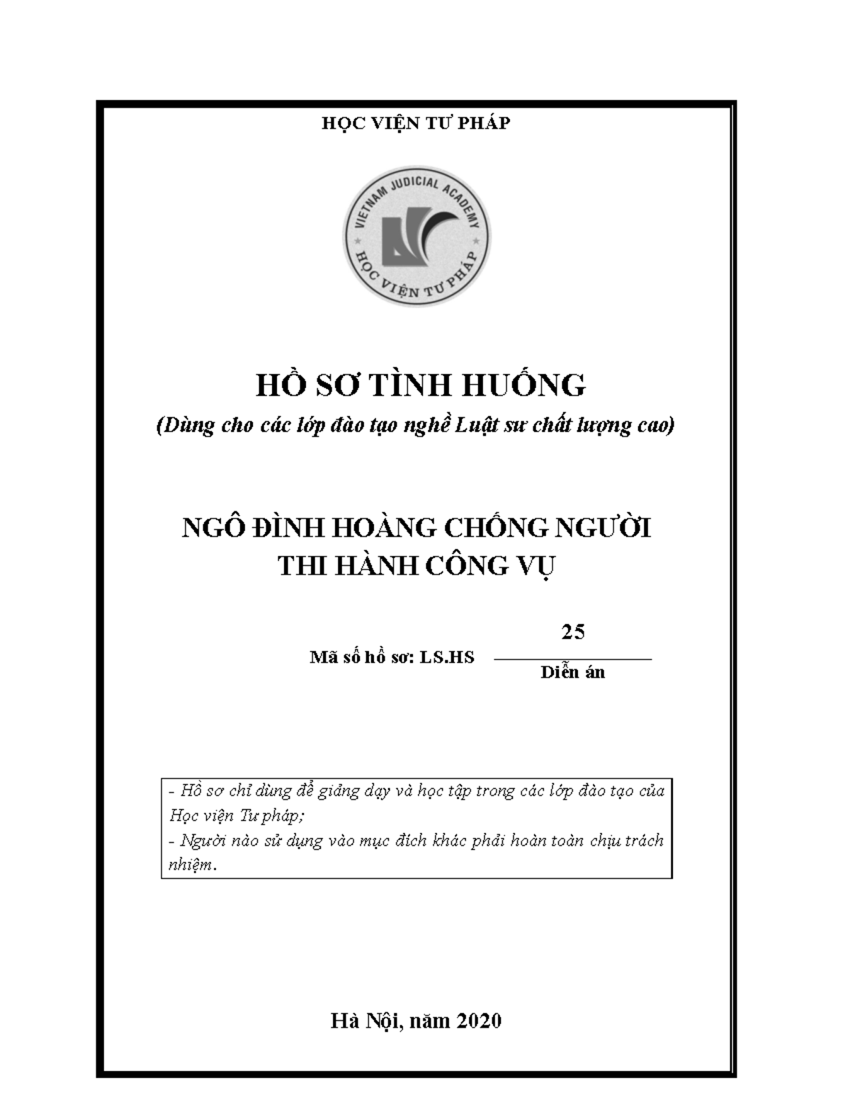 HS 25 Ngo Đinh Hoang chong nguoi thi hanh cong vu - HỌC VIỆN TƯ PHÁP HỒ ...