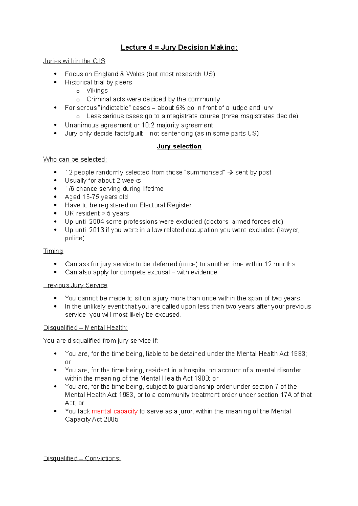 Lecture 4 Jury Decision Making Lecture 4 Jury Decision Making