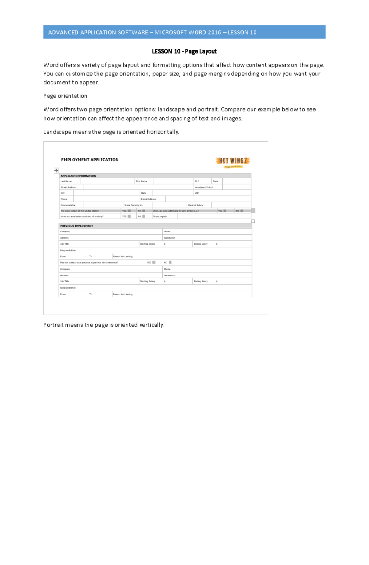MS WORD Lesson 10 - FIRST year Second Semester - Application Software ...