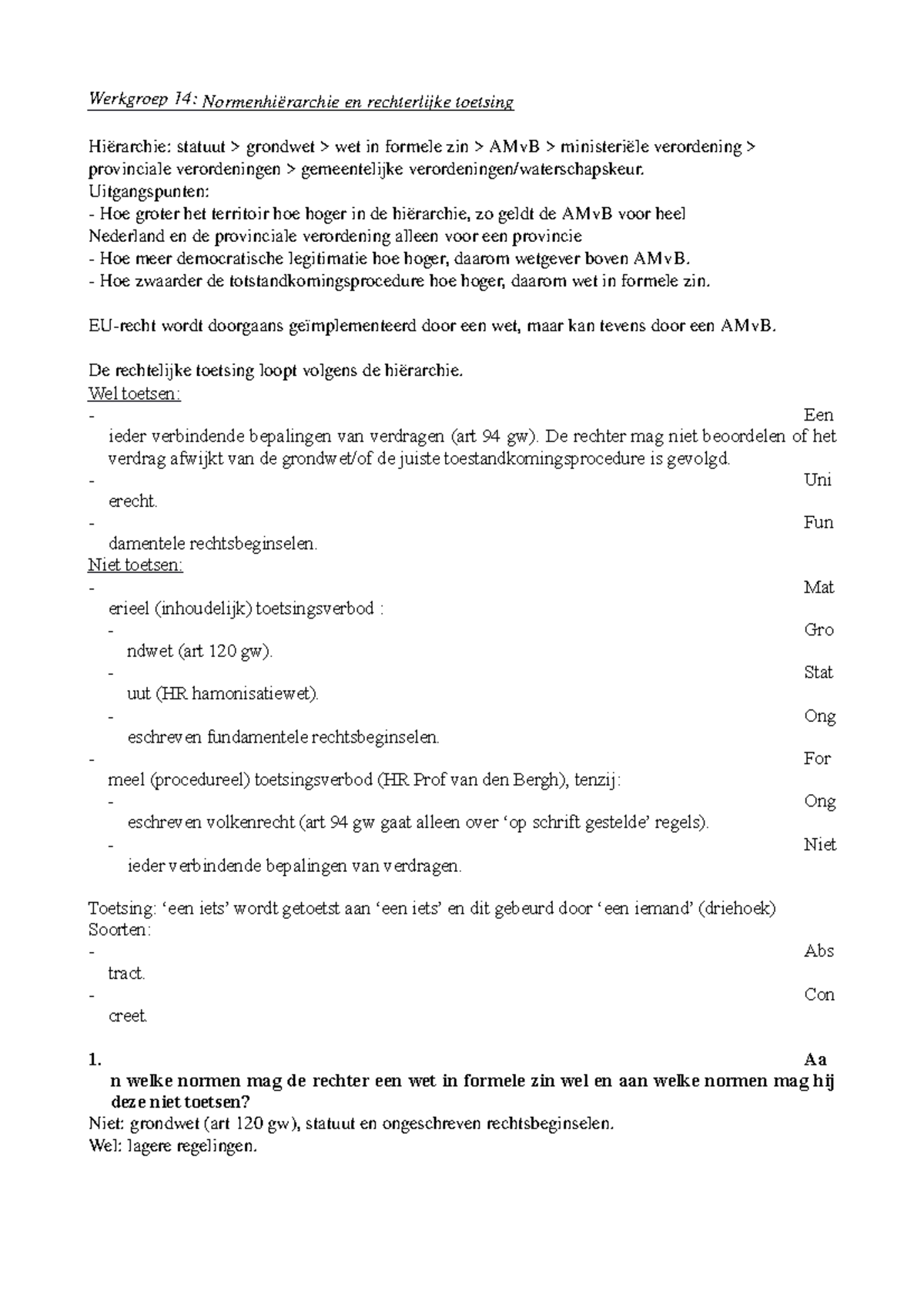 Werkgroepen Staats SEM 2word - Werkgroep 14: En Rechterlijke Toetsing ...