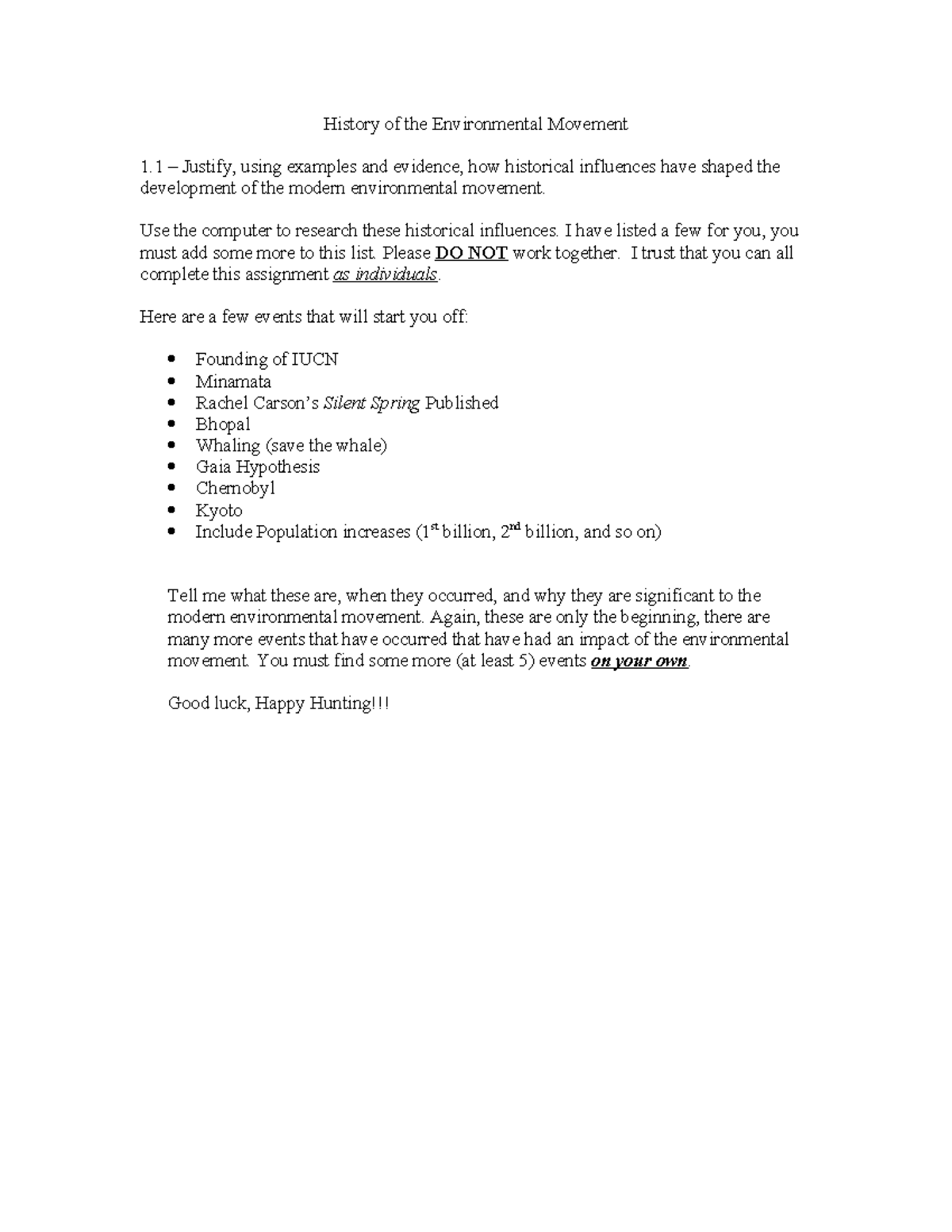 History of the environmental movement activity - History of the ...