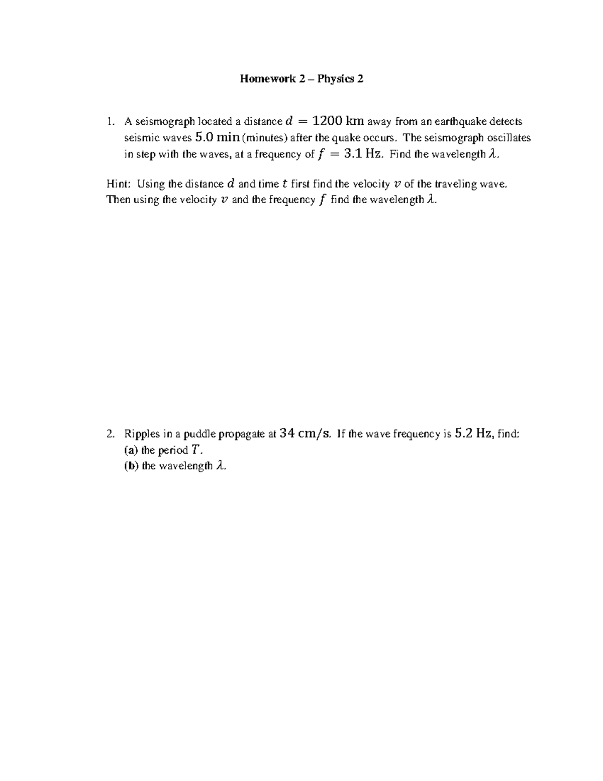 Homework 2 - CH 17 Sound - This is the note for chpater17 phys 2 ...