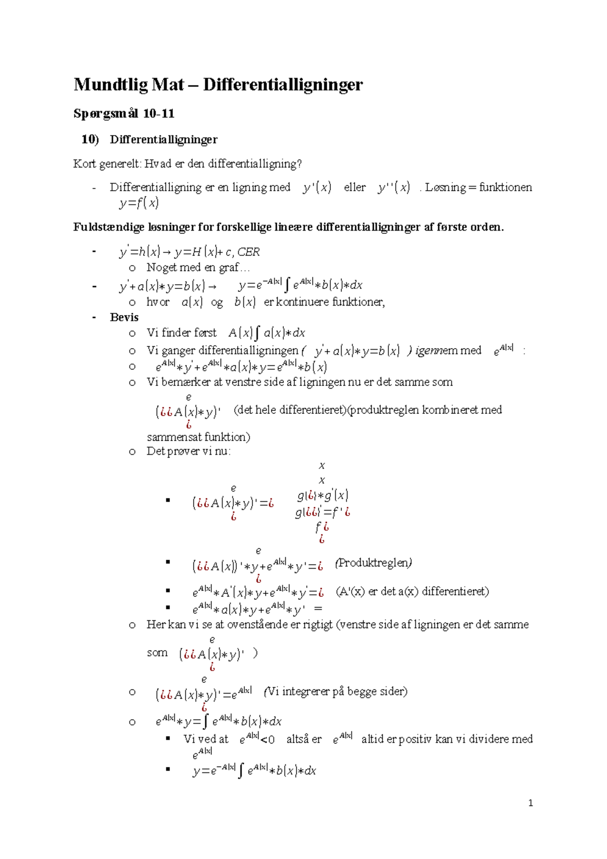 Mundtlig Eksamen – Differentialligninger - Mundtlig Mat ...