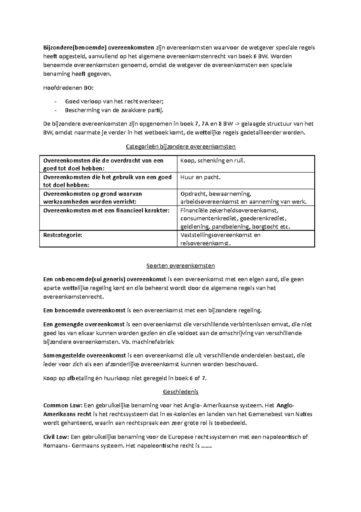 Bijzondere - Samenvatting - Bijzondere(benoemde) Overeenkomsten Zijn ...