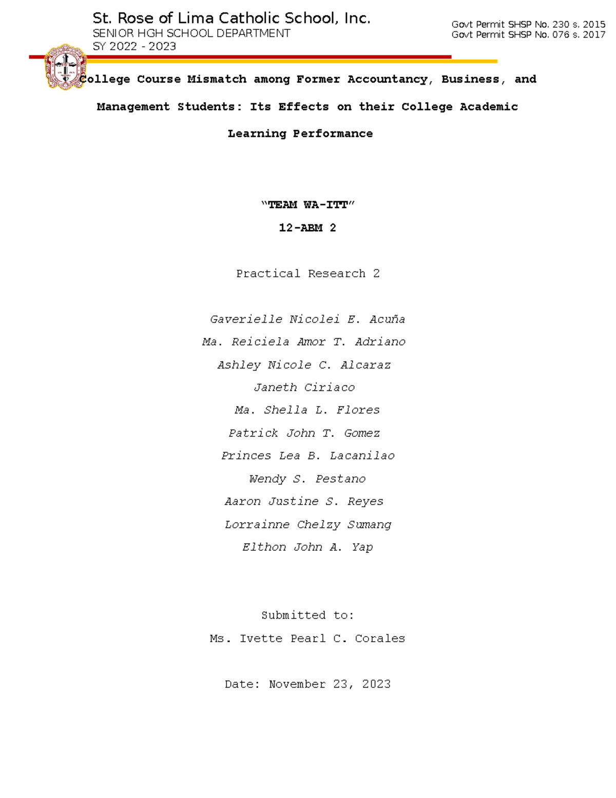 Chapter II Format 2 1 - none - College Course Mismatch among Former ...