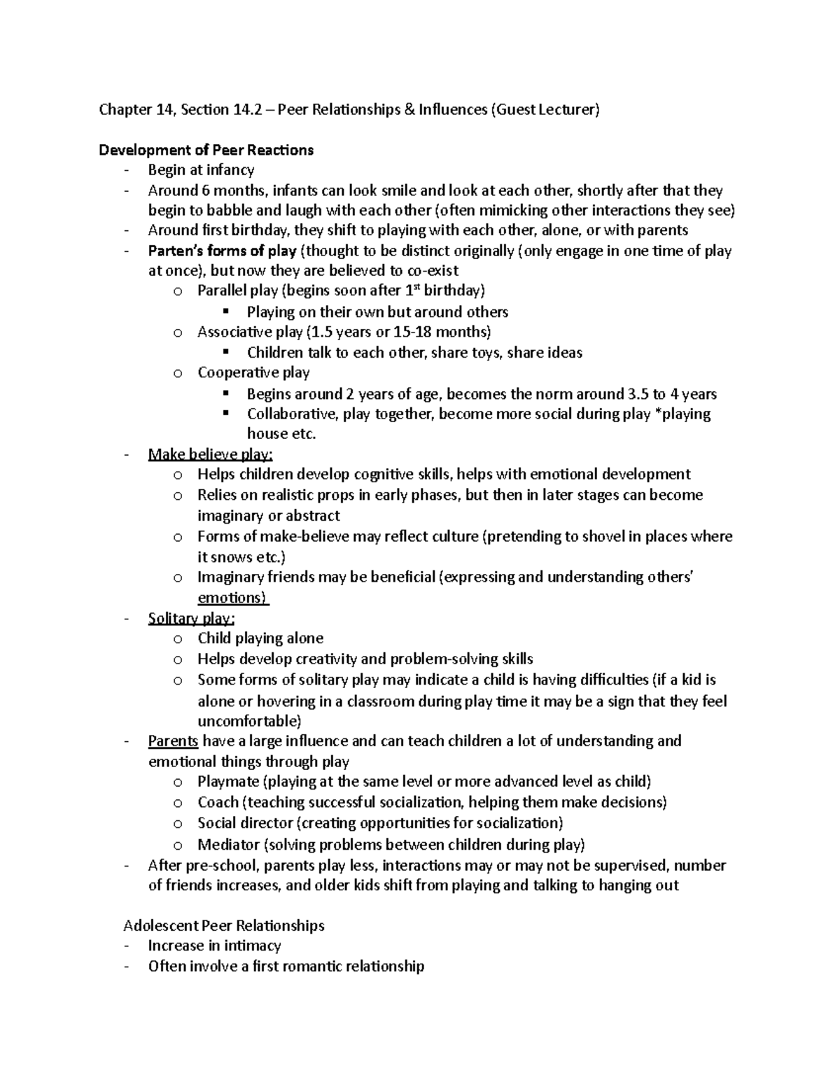 Chapter+14+ 14 - notes - Chapter 14, Section 14 – Peer Relationships ...