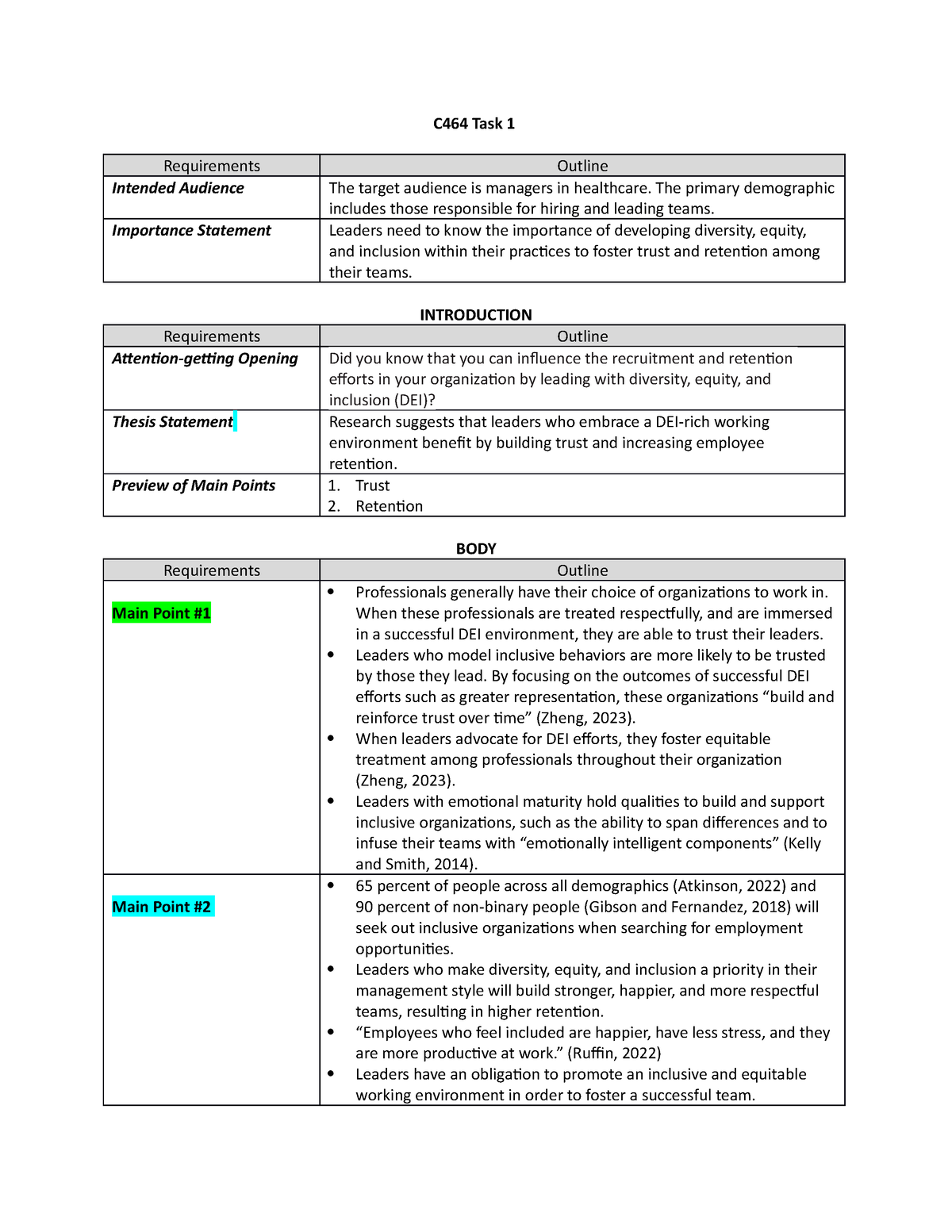 C464 - Task 1 - Passed - Received Excellence Award - C464 - WGU - Studocu