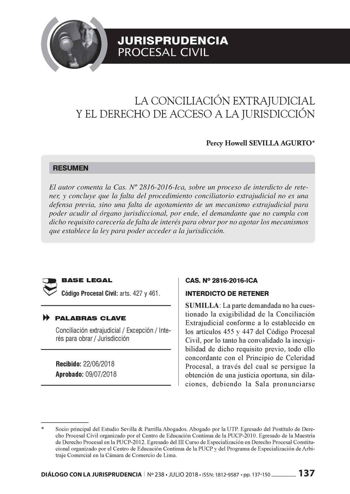 LA Conciliacion Extrajudicial Y EL Derec - DIÁLOGO CON LA ...