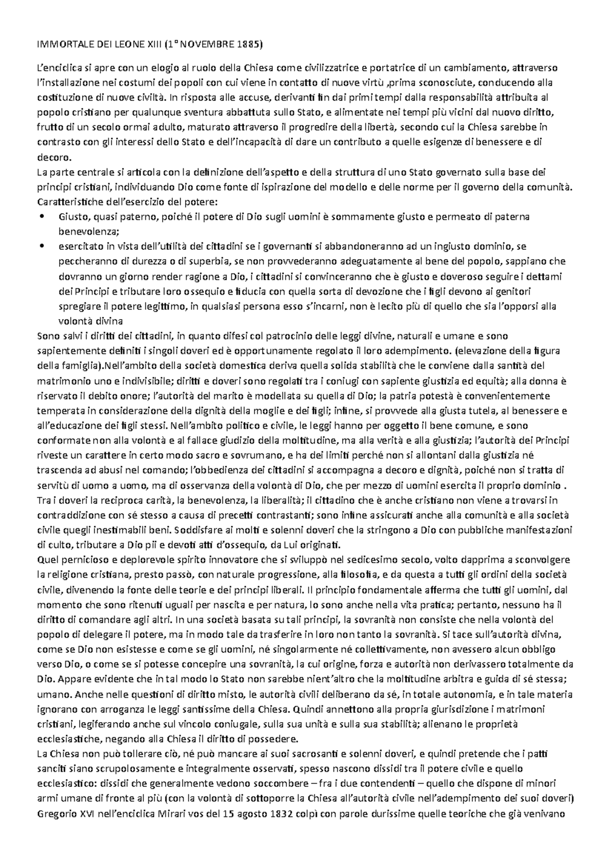 ENCICLICHE LEONE XIII IMMORTALE DEI E LIBERTAS IMMORTALE DEI LEONE