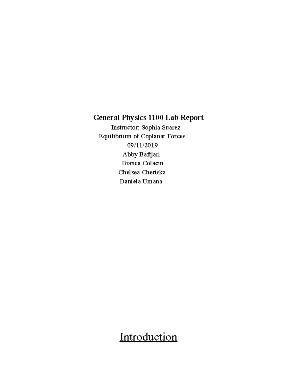 Physics 1100 Week 3 - report - General Physics 1100 Lab Report ...