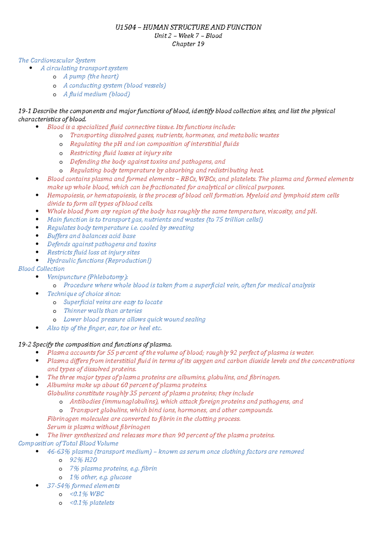 HS&F Unit 2 - Lecture notes from week 7, and chapter 19 - U1504 – HUMAN ...