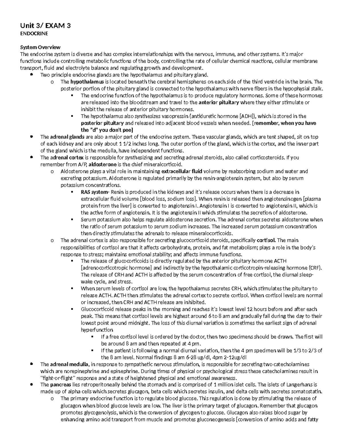 Endocrine study guide 3 - Studocu