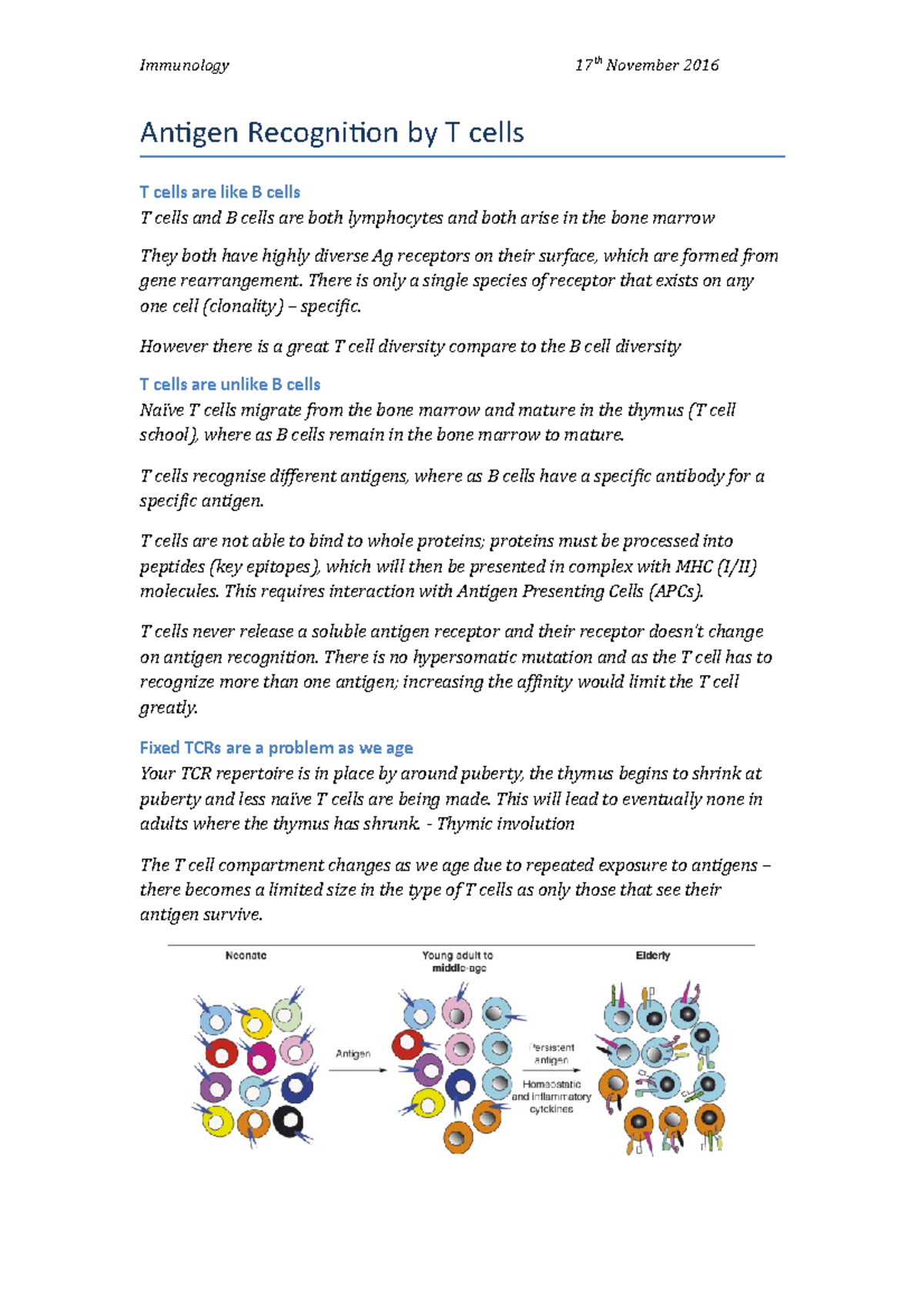 Immunology Antigen Recognition by T cells - Immunology 17 th November ...