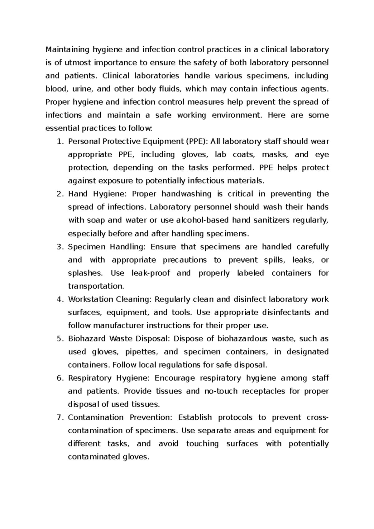 Unit-1 Notes - Maintaining hygiene and infection control practices in a ...